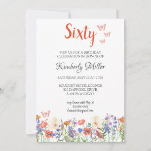 Floral 60e anniversaire invitation 60 ans simple f