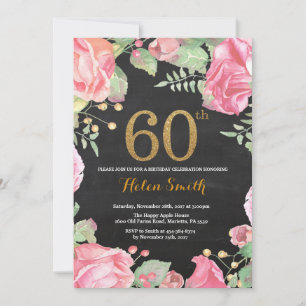 Floral 60e anniversaire Invitation Parties scintil