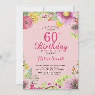 Floral 60e anniversaire Invitation pour les femmes