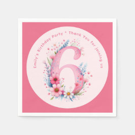 Floral 6. Geburtstag Custom Six Fairy Princess Serviette