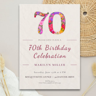 Floral 70. Geburtstag - Elegante Feier Einladung
