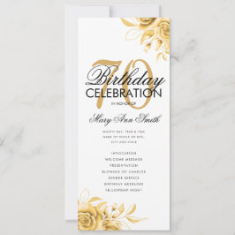 Floral 70. Geburtstag Programm Gold mit Menü