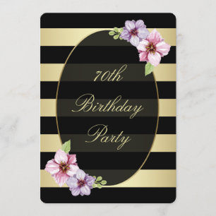 Floral 70.  Horizontale schwarze Streifen Einladung