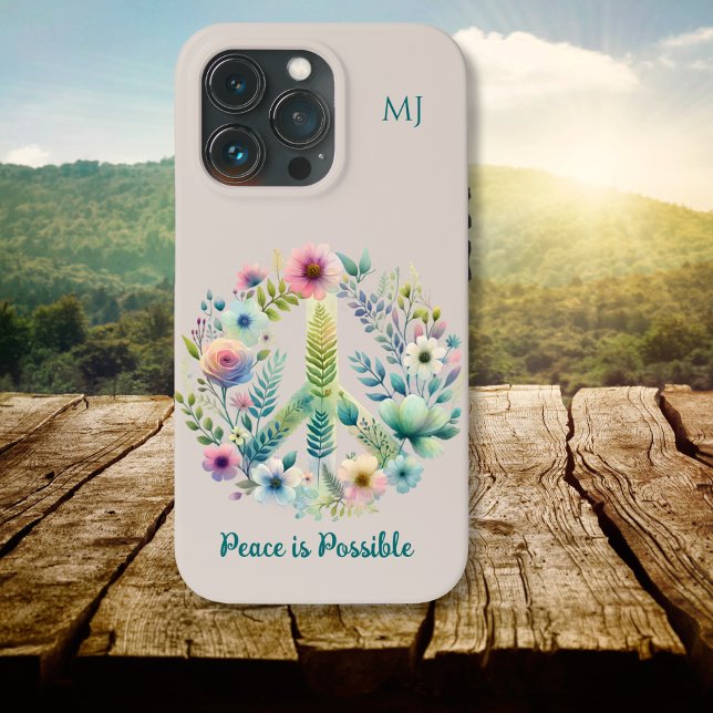 Floral 70er Retro "Peace is possible" Case-Mate iPhone Hülle (Von Creator hochgeladen)
