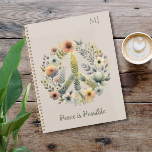 Floral 70er Retro "Peace is possible" Planer