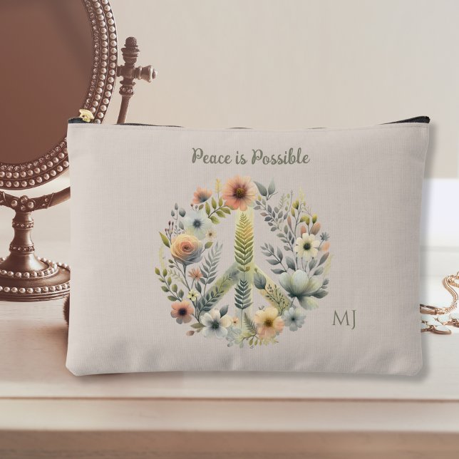 Floral 70er Retro "Peace is possible" Zubehörtasche (Von Creator hochgeladen)