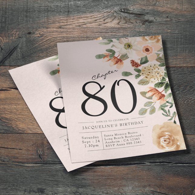 Floral 80. Geburtstag Einladung Flyer (Budget floral 80th birthday invitations. Create your own unique invitations for that special event.)