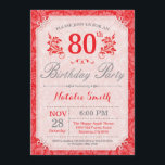 Floral 80. Geburtstag Einladung Rot für Frauen<br><div class="desc">Floral 80. Geburtstag Einladung. Rote Blume Patten. Frauen,  Lady,  Mädchen zum Geburtstag. 13. 15. 16. 18. 20. 21. 30. 40. 50. 60. 70. 80. 90. 100. jedes Alter.Für weitere Anpassungen klicken Sie bitte auf die Schaltfläche "Anpassen" und verwenden Sie unser Designwerkzeug,  um diese Vorlage zu ändern.</div>