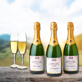 Floral 80. Geburtstagsflasche 80 Jahre Party