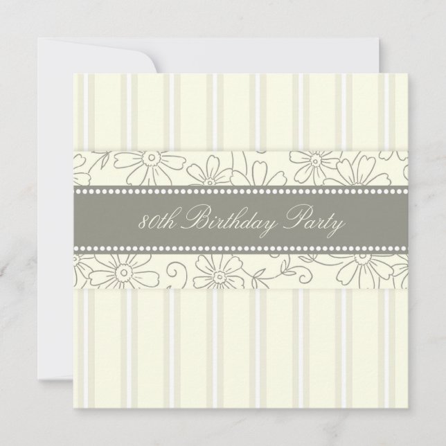 Floral 80. Geburtstagsparty Einladungen (Vorderseite)