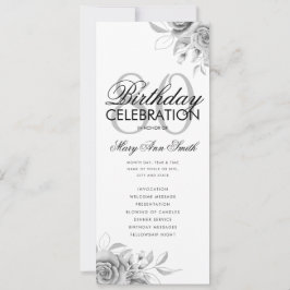 Floral 80e Anniversaire Programme Argent avec menu