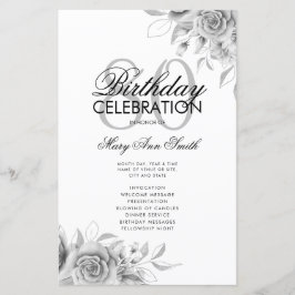 Floral 80e Anniversaire Programme Argent avec menu