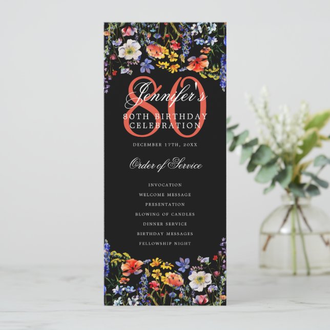 Floral 80e Anniversaire Programme Merci noir (Debout devant)