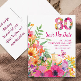Floral 80th Birthday Save The Date - Chic 80 Years Ankündigungspostkarte