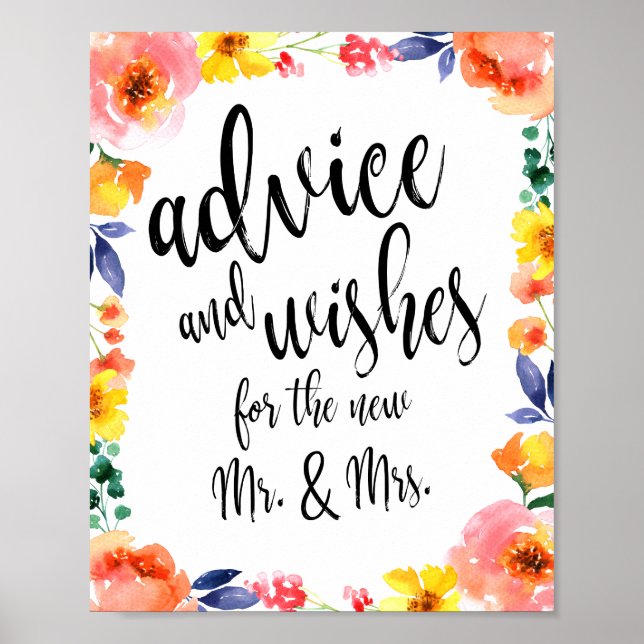 Floral 8x10 Hochzeitszeichen Poster (Vorne)