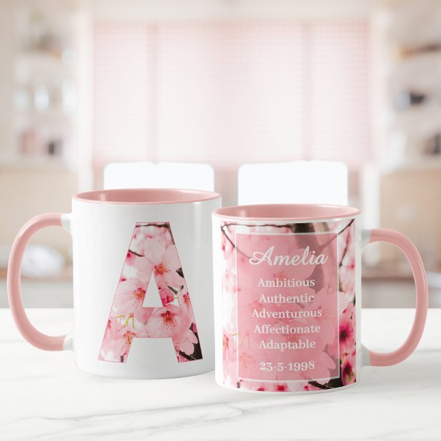Floral A Initial Mug | Personalized Name & Traits (Créateur téléchargé)