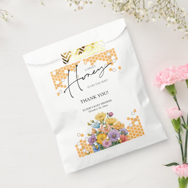Floral A Sweet Honey Bee Baby Dusche Geschenktütchen (Versiegelt)