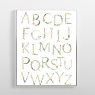 Floral ABC Alphabet Kinderzimmer Art Poster