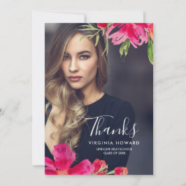 Floral Abschluss Vielen Dank Fotokarte Ankündigung