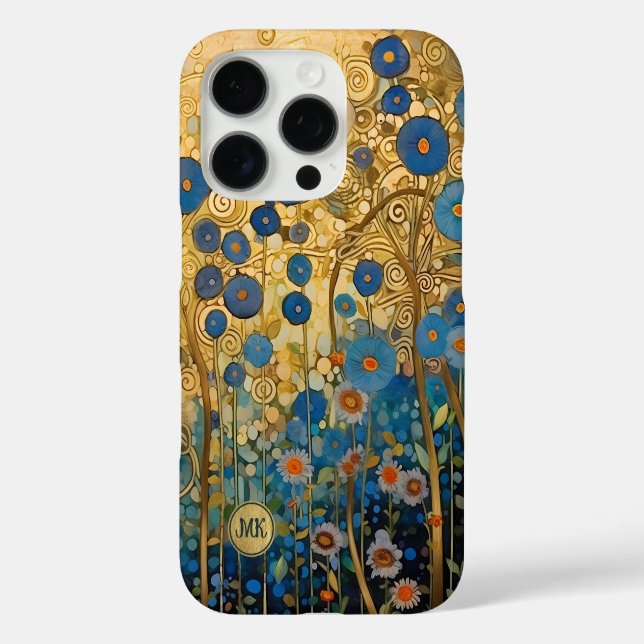 Floral Abstrakt Art Gold Monogram Blume iPhone 16 Pro Hülle (Rückseite)