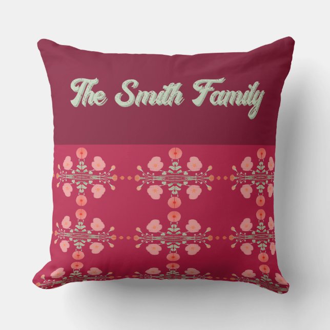 Floral Accented Burgundy Kissen (Vorderseite)
