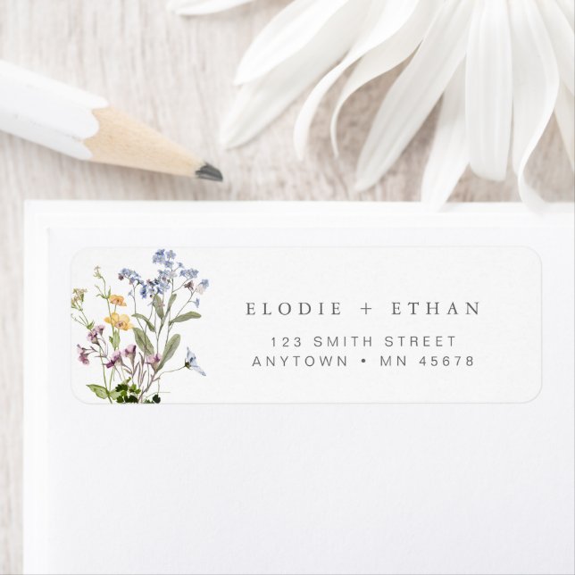 Floral Address Label Wildblume Boho Whimsical (Insitu)