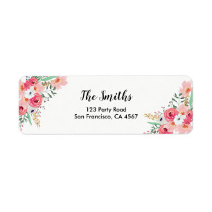 Floral Adresse de retour Étiquette Aquarelle Jardi