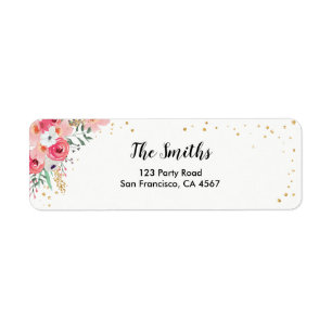 Floral Adresse de retour Étiquette Aquarelle Jardi