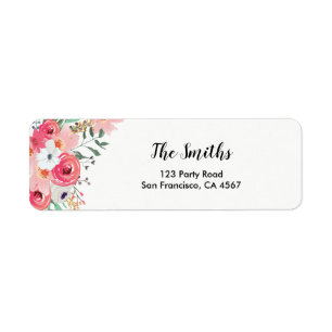 Floral Adresse de retour Étiquette Aquarelle Jardi