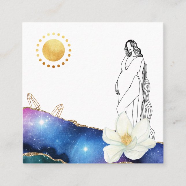 *~* Floral Agate Birthing Cosmic Midfrau Doula Quadratische Visitenkarte (Vorderseite)