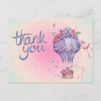 Floral Air Balloon Vielen Dank Postkarte