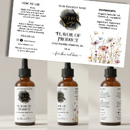 Floral Ajoutez votre logo Étiquette de bouteille d