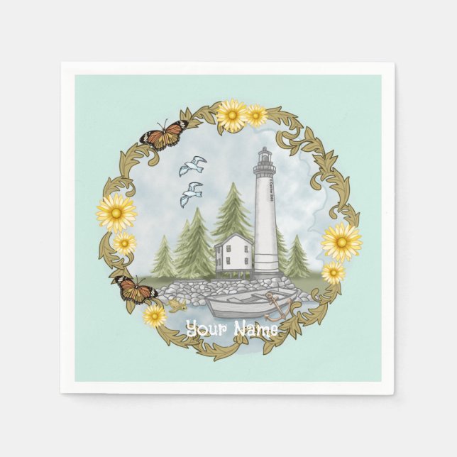 Floral Alabama Lighthouse Serviette (Vorderseite)