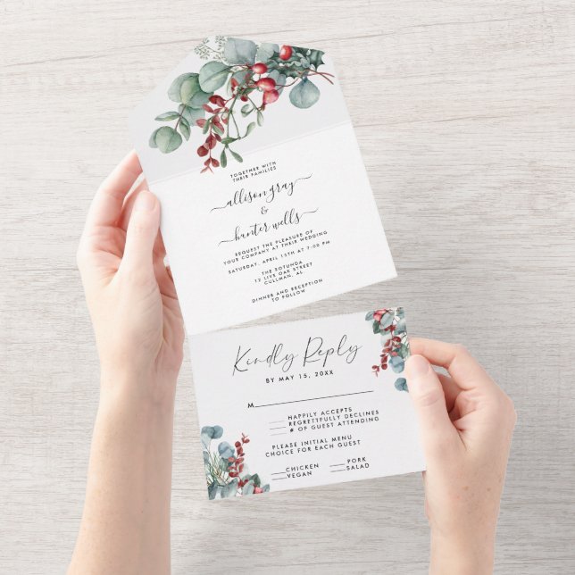 Floral All In One Wedding Invitation  (Déchirure)