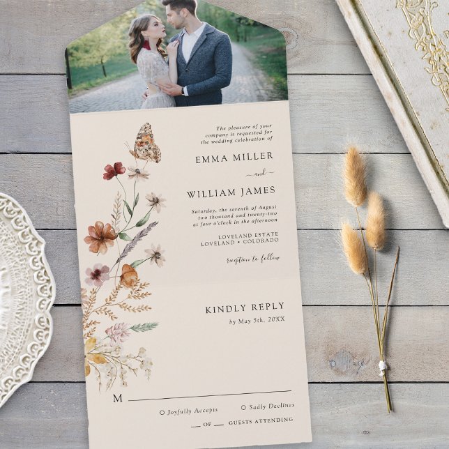 Floral All in One Wedite Einladung (Floral All in One Wedding Invite
)