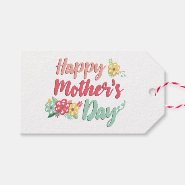 Floral. Alles Gute zum Muttertag. Geschenkanhänger (Vorderseite (Horizontal))
