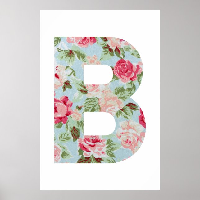 Floral Alphabet ; B Name Alphabet Graphic Poster (Vorne)