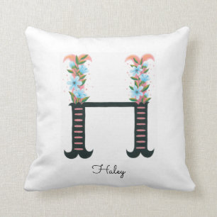 Floral Alphabet - H - Throw Kissen