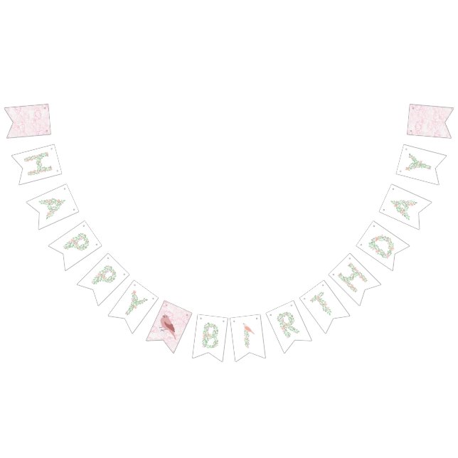 Floral Alphabet Happy Birthday Banner (Alle)