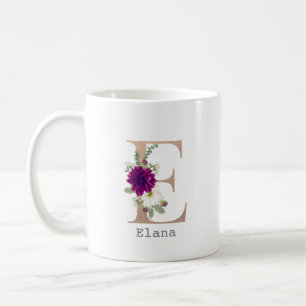 Floral Alphabet individuelle Name Buchstabe "E" Kaffeetasse