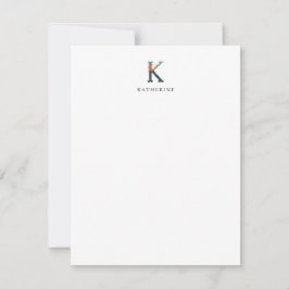 Floral Alphabet - K - Stationierungskarte Mitteilungskarte