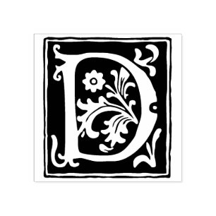 Floral Alphabet Letter D Vintage Typografie Gummistempel