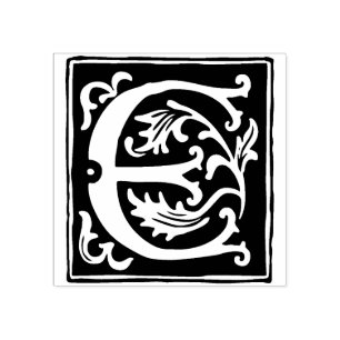 Floral Alphabet Letter E Vintag Typografie Gummistempel