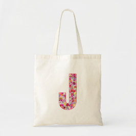 Floral Alphabet Letter J Tragetasche