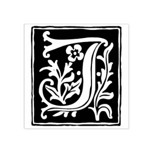 Floral Alphabet Letter J Vintag Typografie Gummistempel