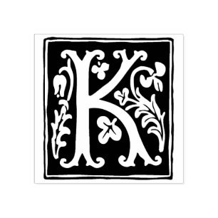 Floral Alphabet Letter K Vintag Typografie Gummistempel