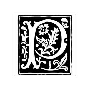 Floral Alphabet Letter P Vintage Typografie Gummistempel