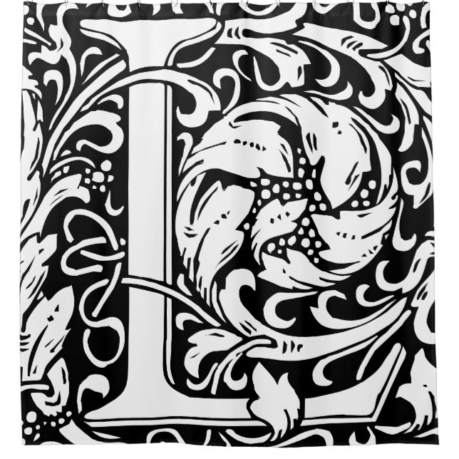 Floral Alphabet Mit Monogramm Letter L Classic Duschvorhang (Vorderseite)