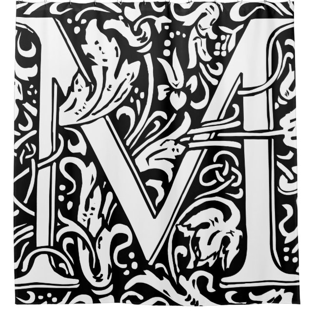 Floral Alphabet Mit Monogramm Letter M Classic Duschvorhang (Vorderseite)