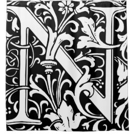 Floral Alphabet Mit Monogramm Letter N Classic Duschvorhang